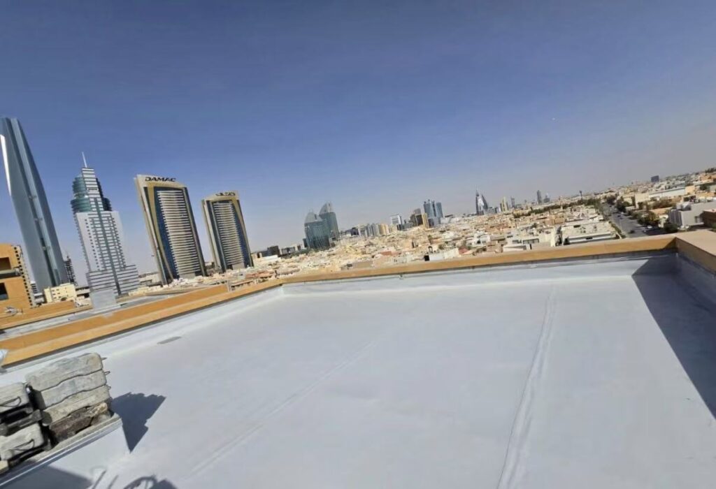A roof coverd by TPO membrane